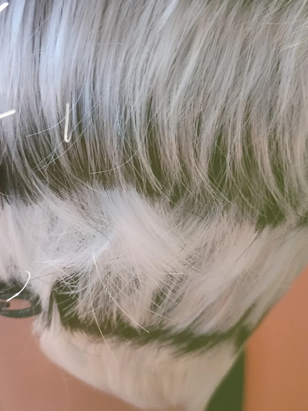 Short Layered Women's Wig in White with Black Stripes
